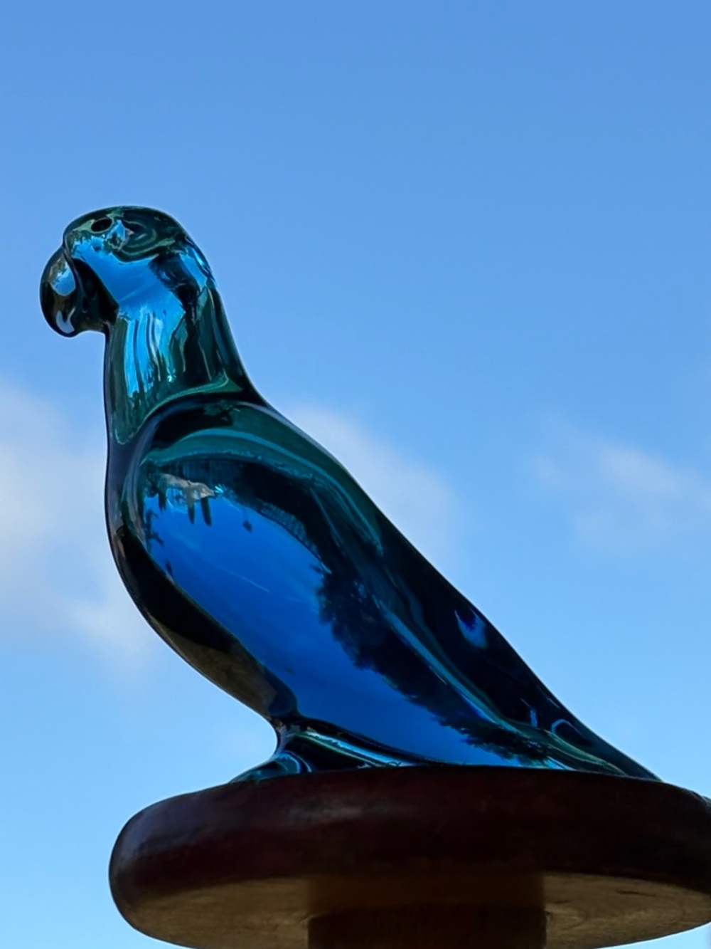 Vintage Baccarat Royal Blue Crystal Parrot Figurine